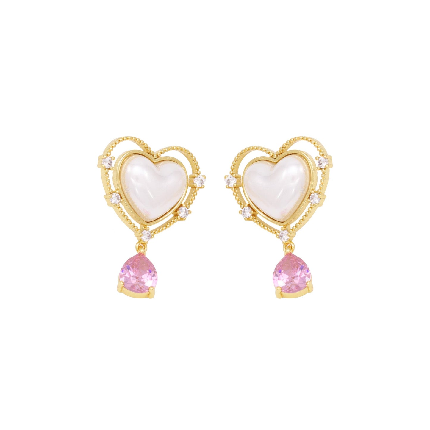 DESC-Brinco Coração Madre Perola e Gota XYE104571 earring