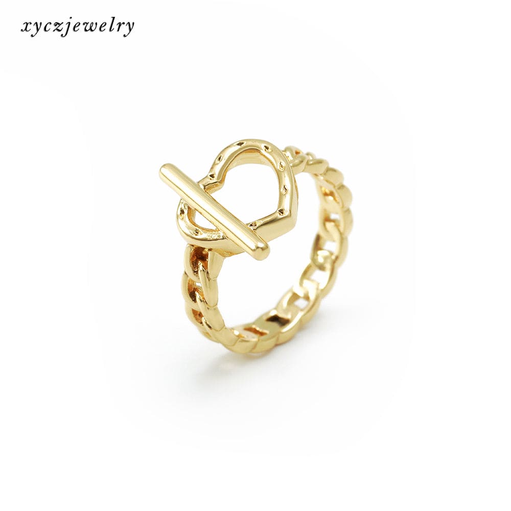 Anel de coração com aro de elo grumet