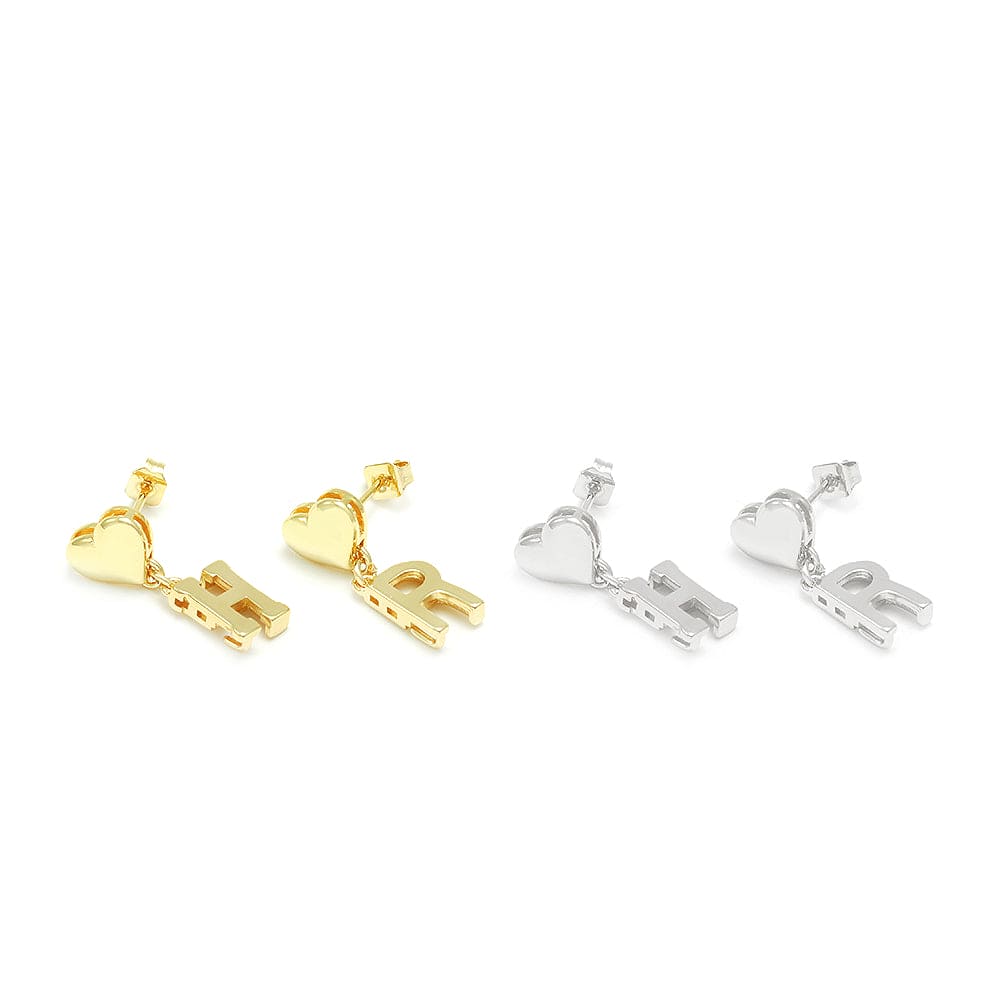 Brinco coração e letras DIY H&R liso com tarracha XYE104198