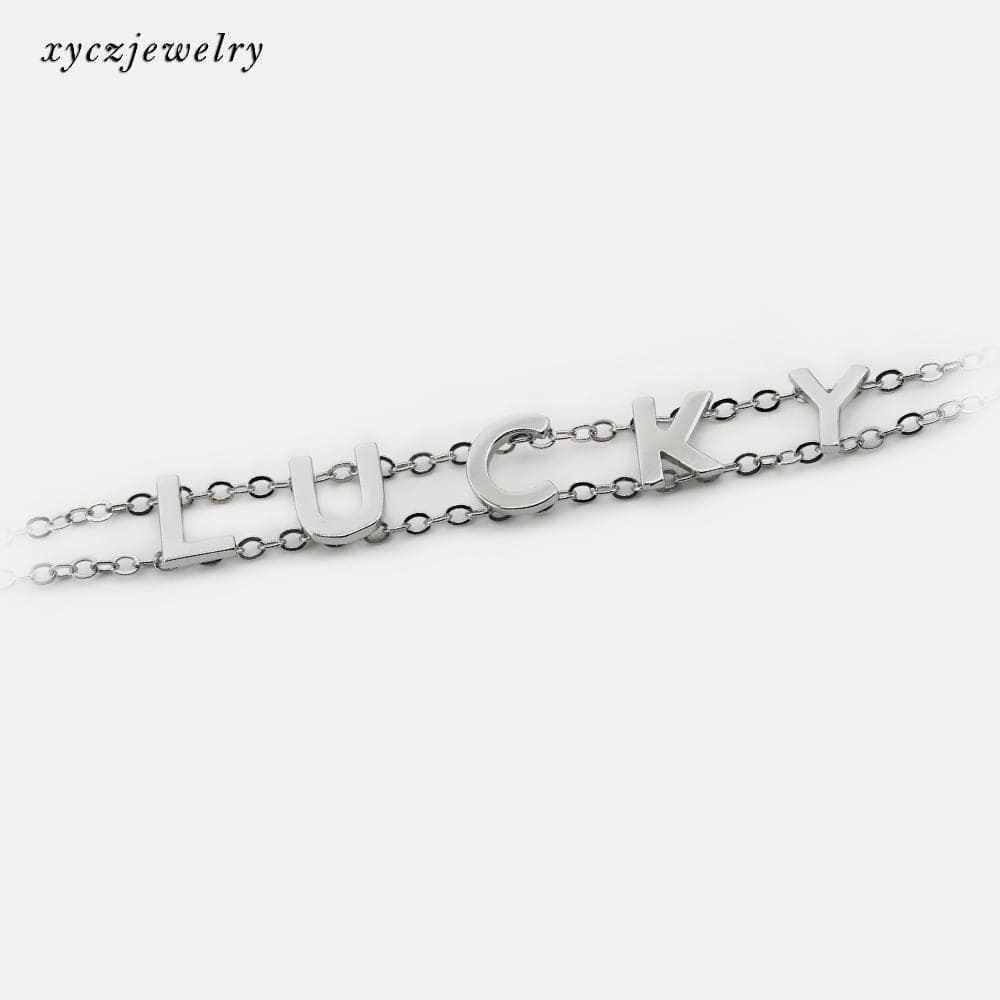 DIY Pulseira de corrente com letras cravejadas XYH100775 VENDIDO SEPARADAMENTE