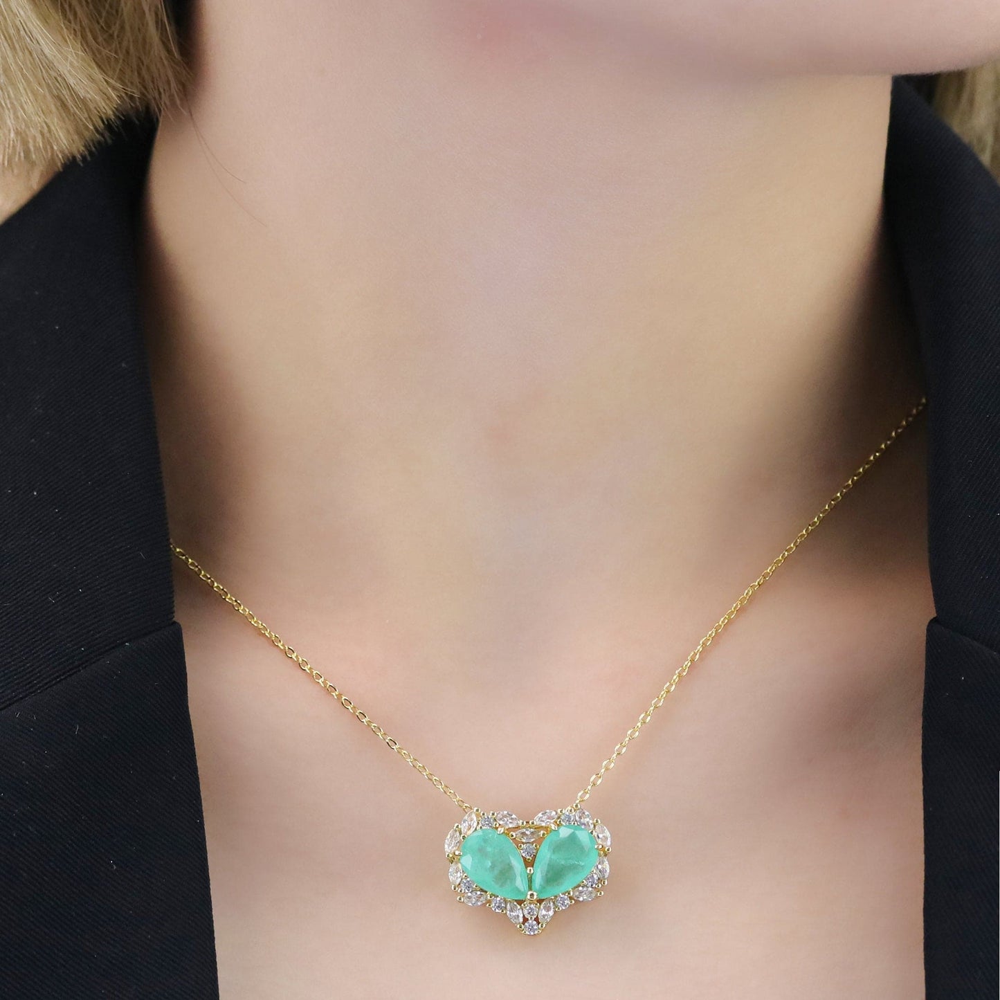 Colar Fusion Gotas com Ziconia Navetes XYS101169 necklace