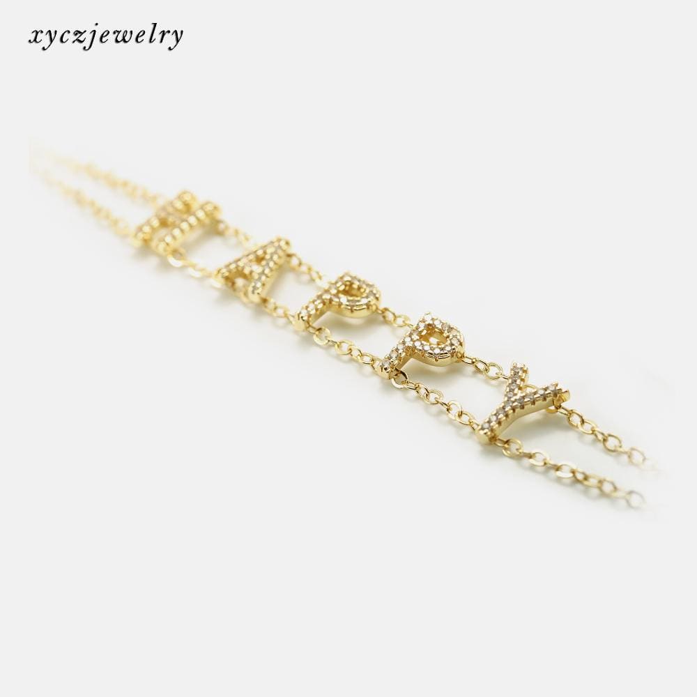 DIY Pulseira de corrente com letras cravejadas XYH100775 VENDIDO SEPARADAMENTE