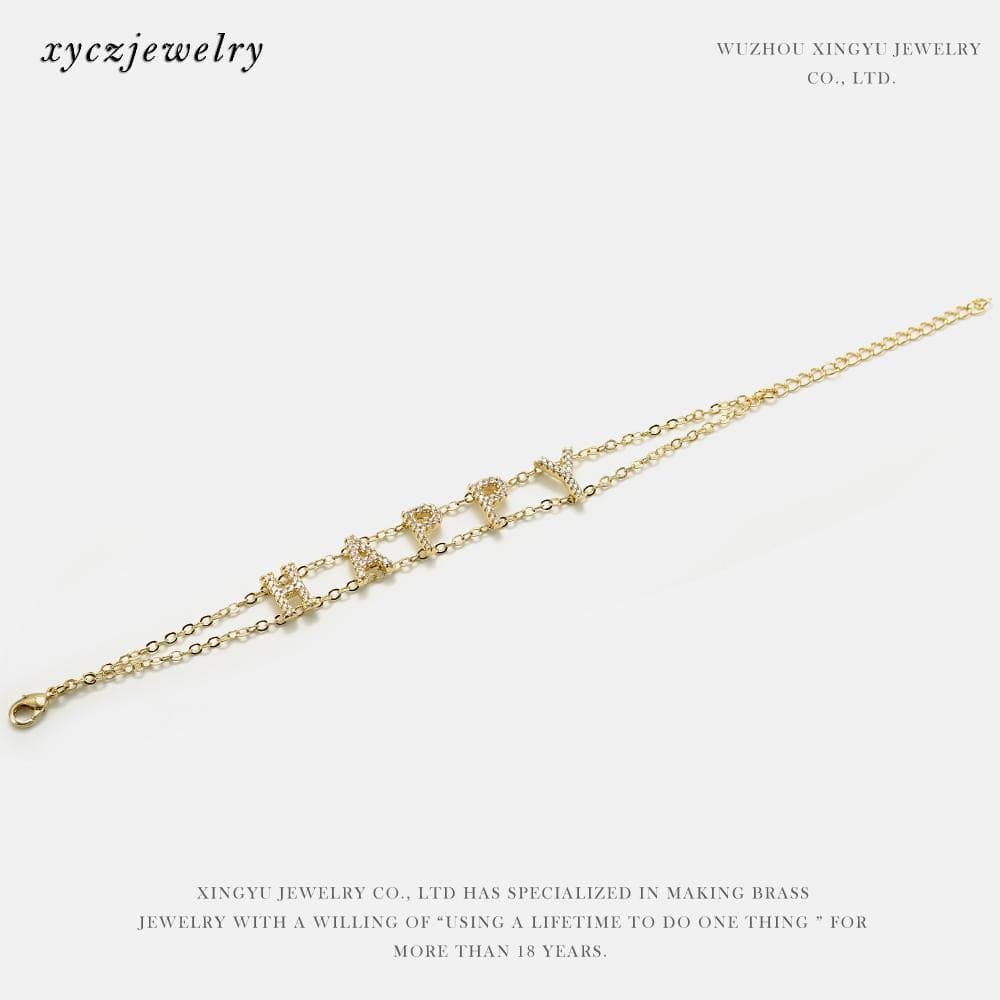 DIY Pulseira de corrente com letras cravejadas XYH100775 VENDIDO SEPARADAMENTE