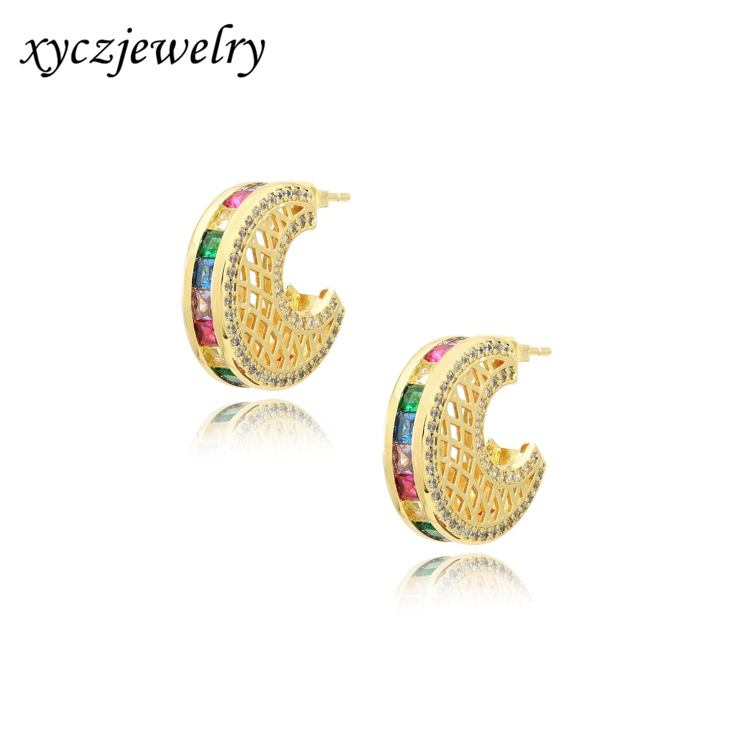 Meia Argola Carrês Esplêndida XYE104437 earring
