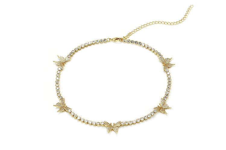 Colar "Chocker" Borboletinhas Cravejadas XYN100817 项链