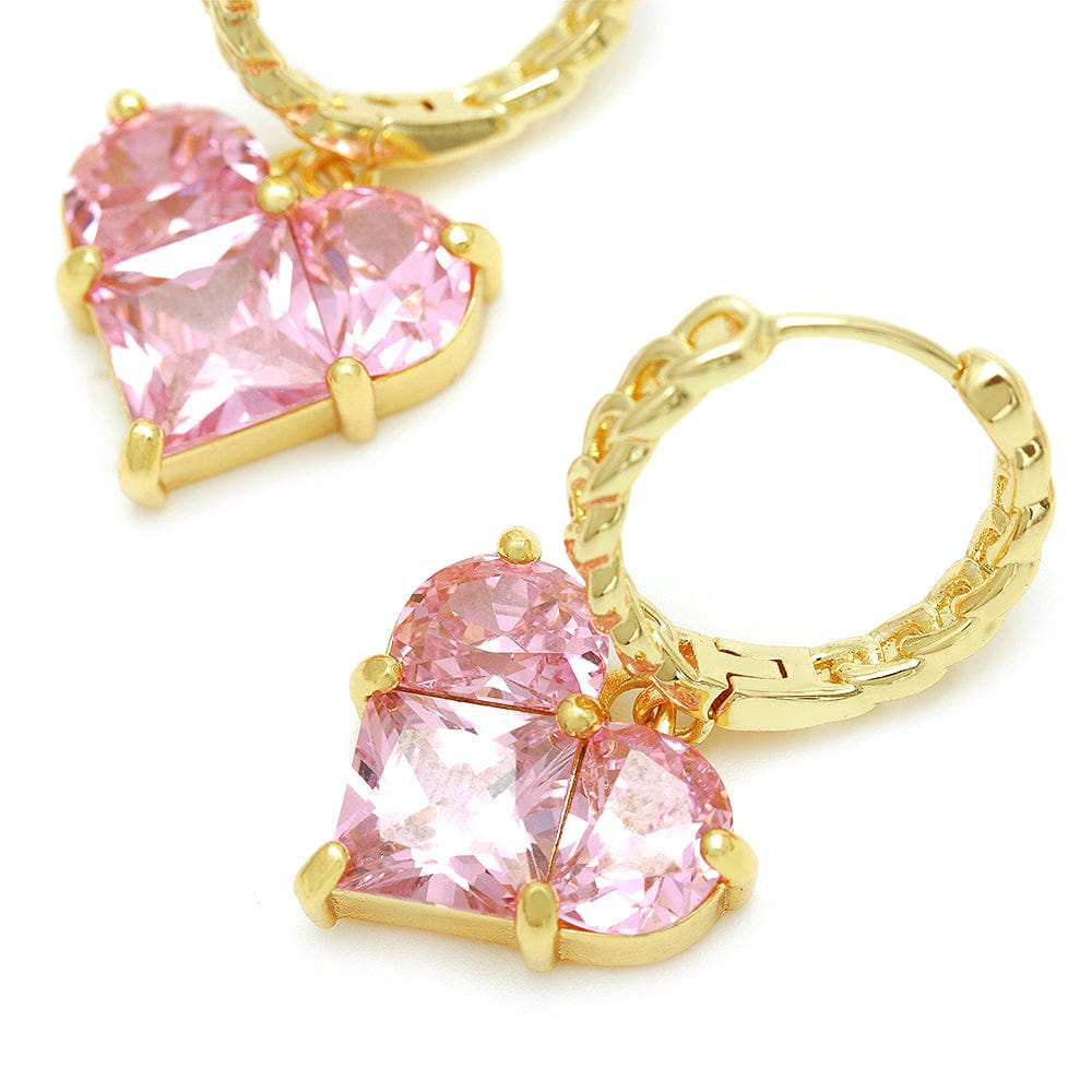 Argola de coração com 3 pedras no atacado