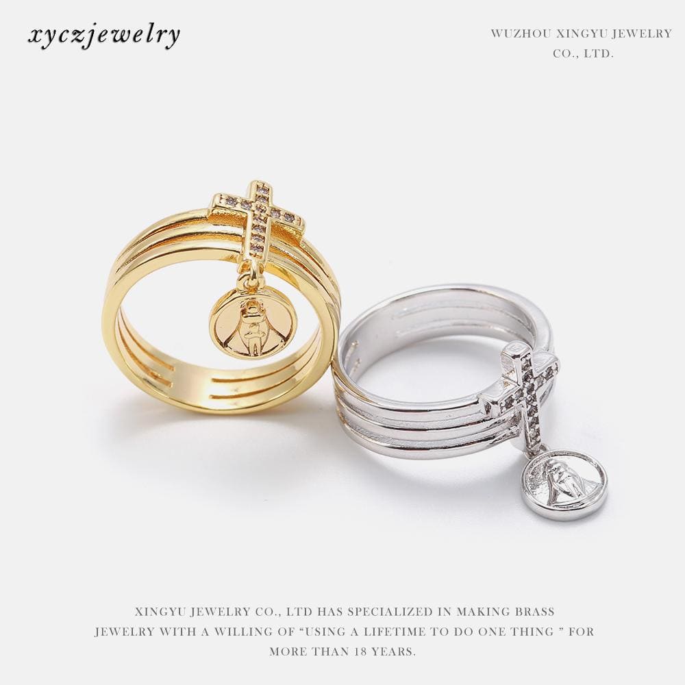 Anel Religioso Cruz + Pingente XYR102776 戒指