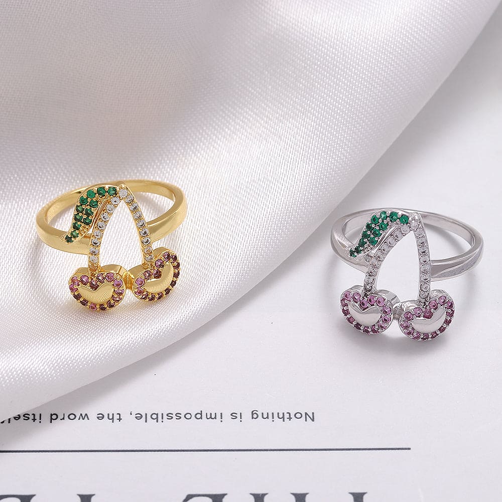 Anel de cereja cravejado no atacado