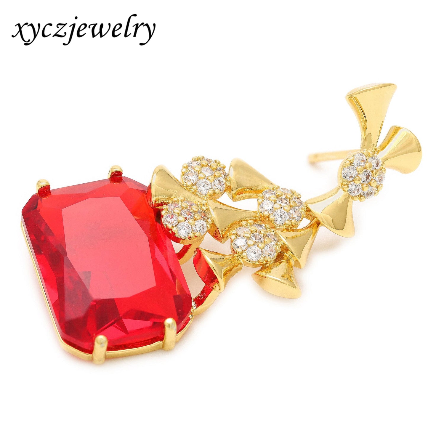 Brinco Retangular Flores XYE104402