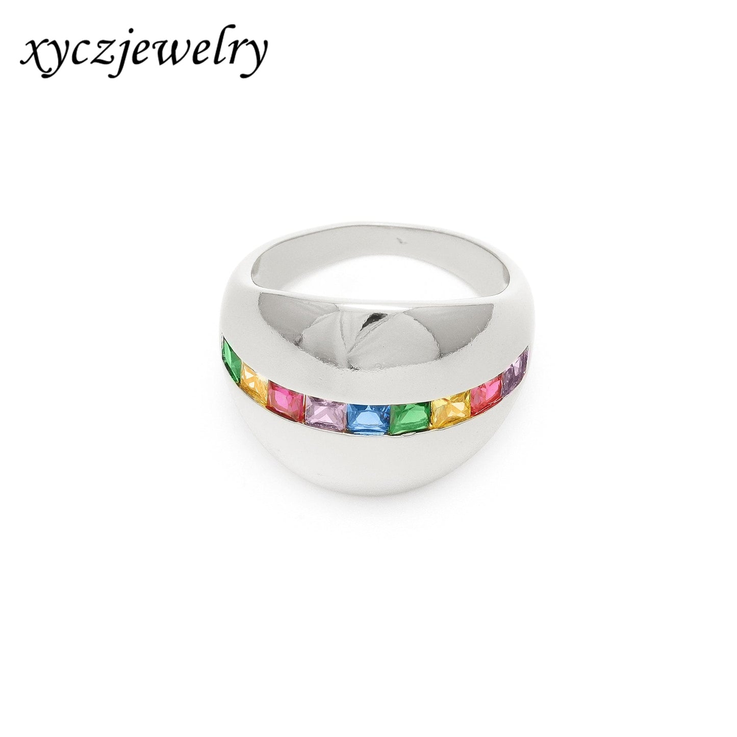 Anel bombê com pedras carrê no atacado - XYR103483