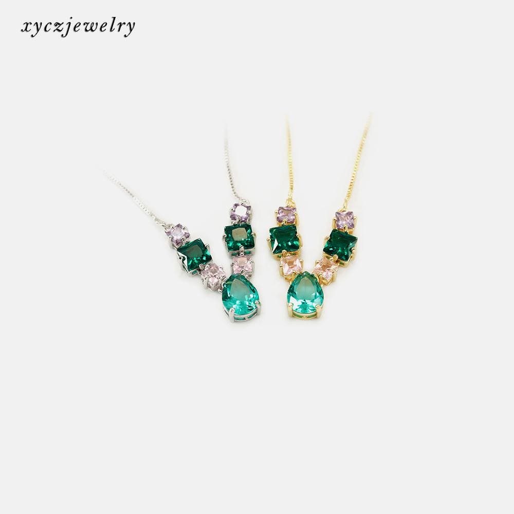 Colar em Vidro Lapidado XYP101393 吊坠+链条