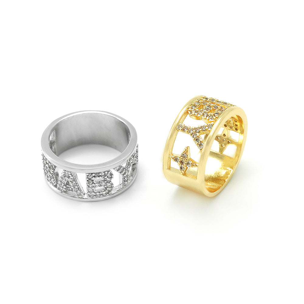 Anel baby cravejado no atacado