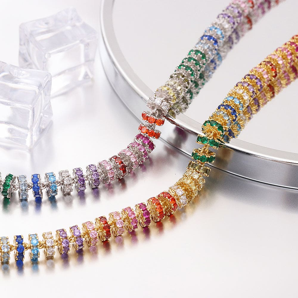 Colar Riviera Rondele necklace mix color 40cm A0043