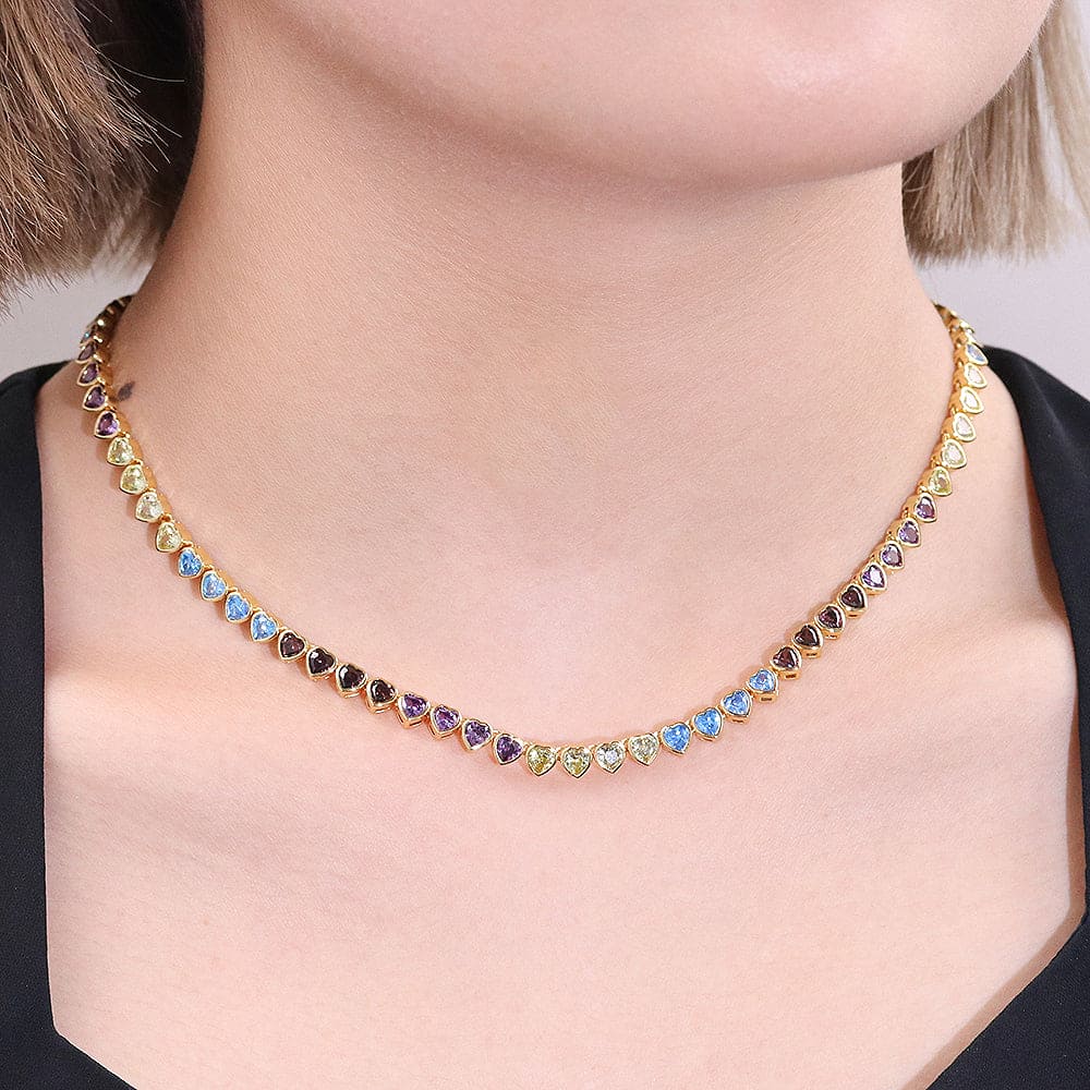 Colar Riviera Coraçao Cravação Inglesa A0054 necklace