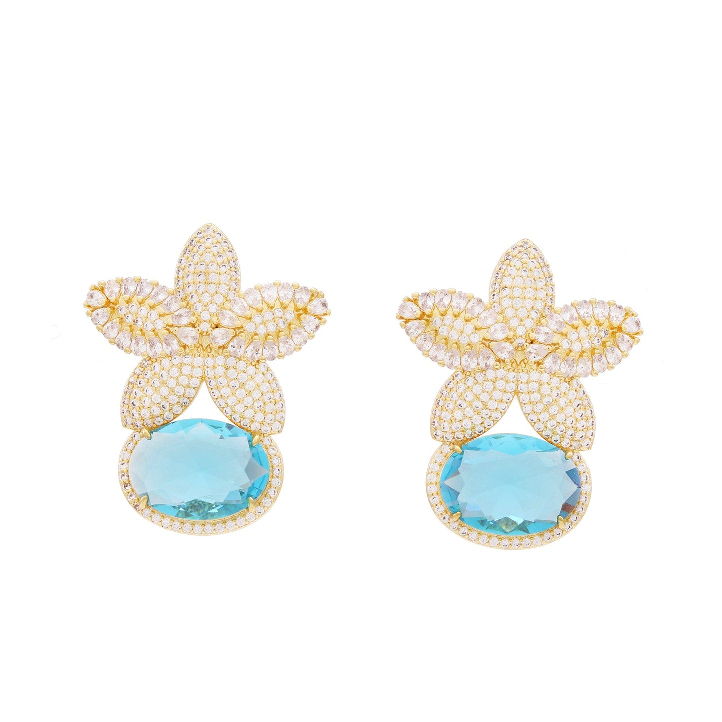 Brinco Flor Frontal e Pedra XYS101178