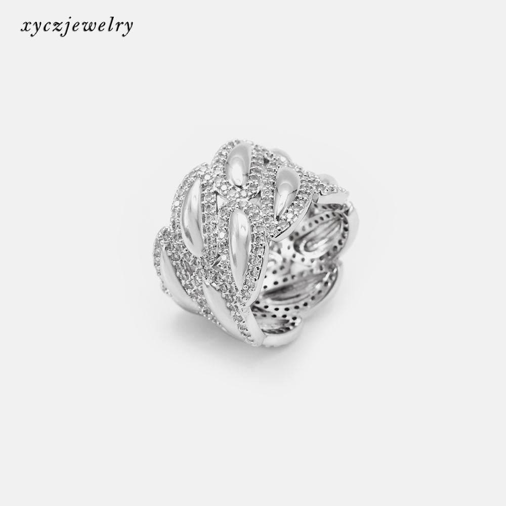 Anel folhas cravejadas no atacado