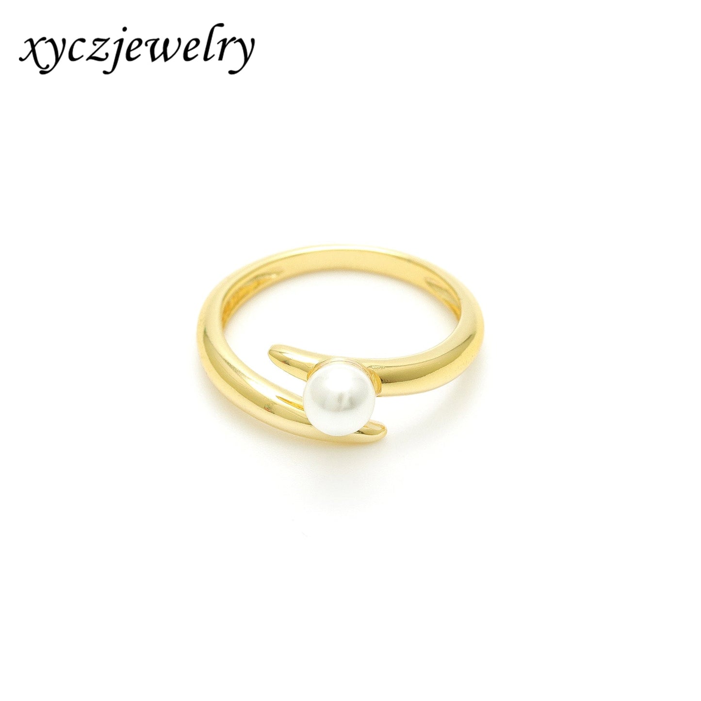 Anel aberto liso com pérola no atacado
