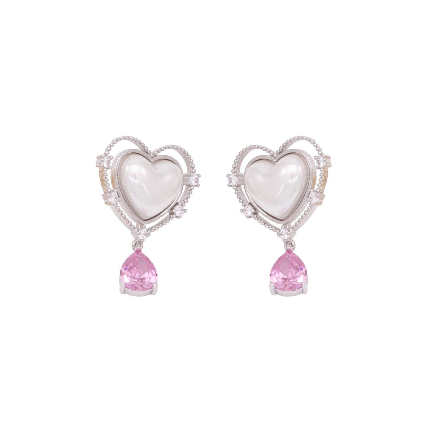 DESC-Brinco Coração Madre Perola e Gota XYE104571 earring