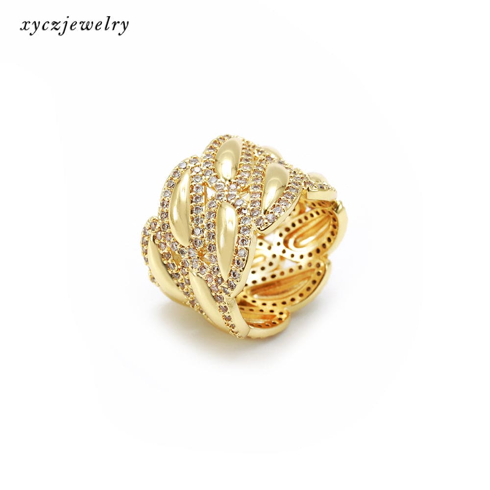 Anel folhas cravejadas no atacado