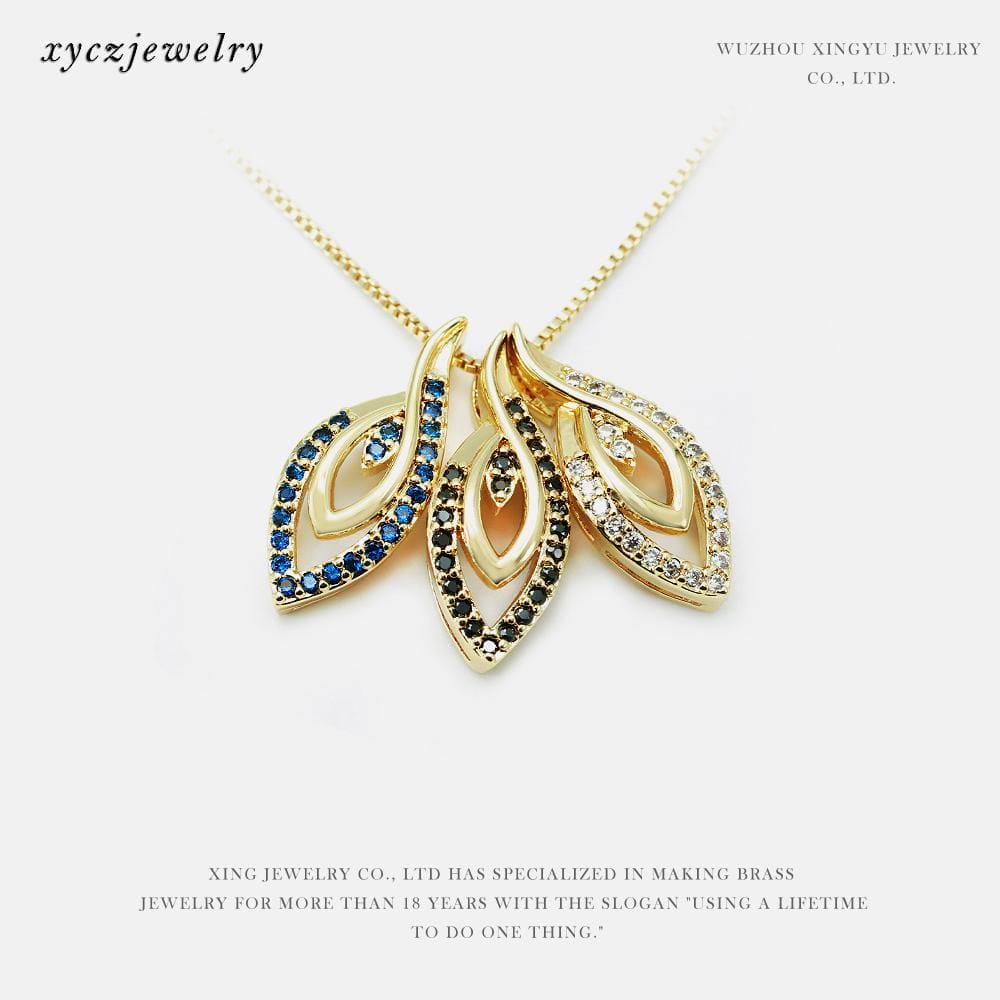 DESC-Colar pingente de folha XYS100561 吊坠+链条