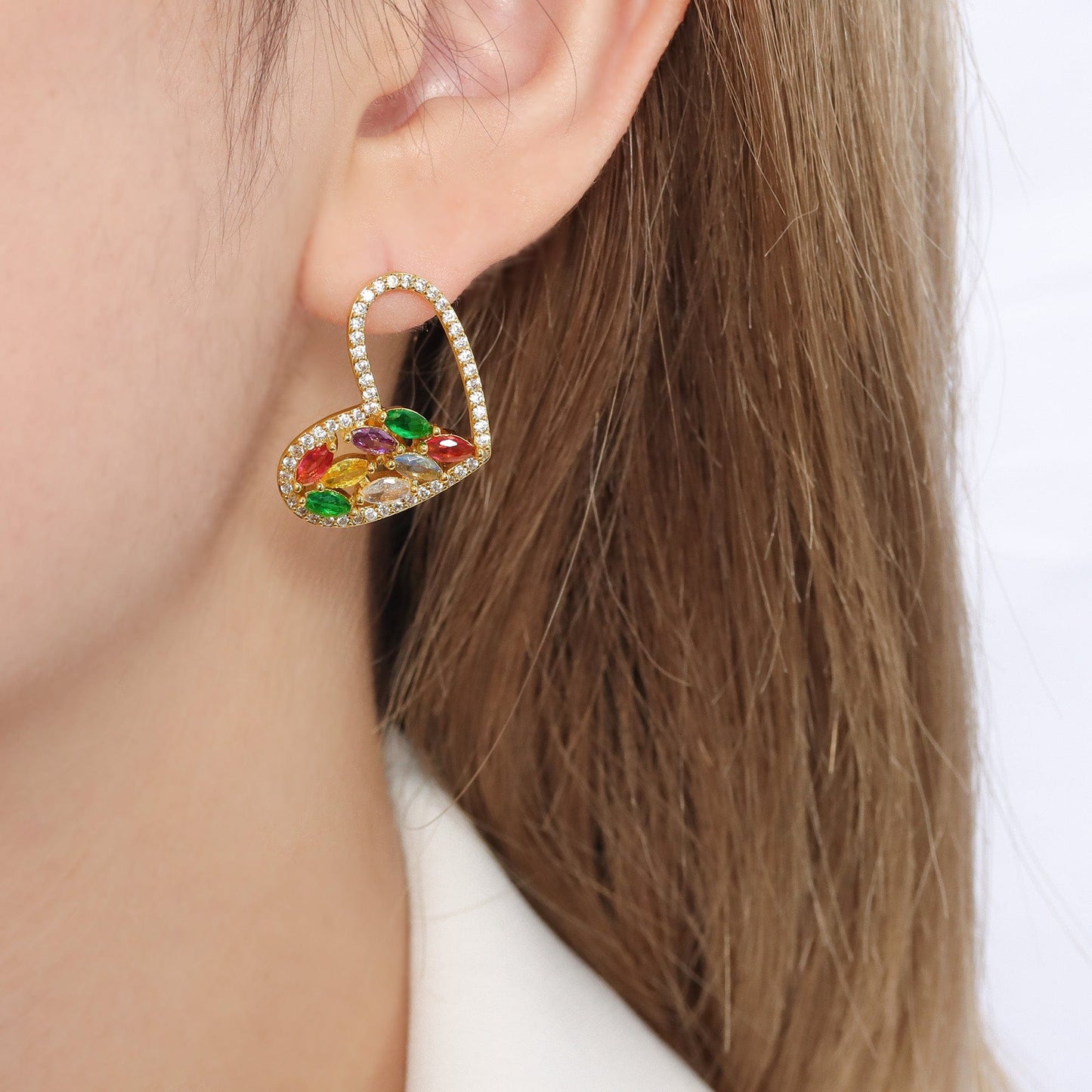 Brinco Coração Charme & Elegância XYE104582 earring