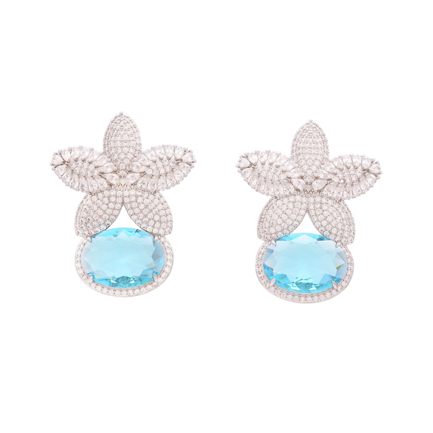 Brinco Flor Frontal e Pedra XYS101178