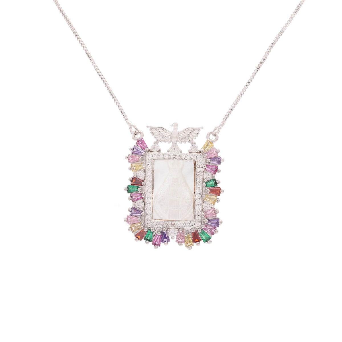 Colar Madre Pérola Nossa Senhora Aparecida e Carrês Mix de Cores XYP101154