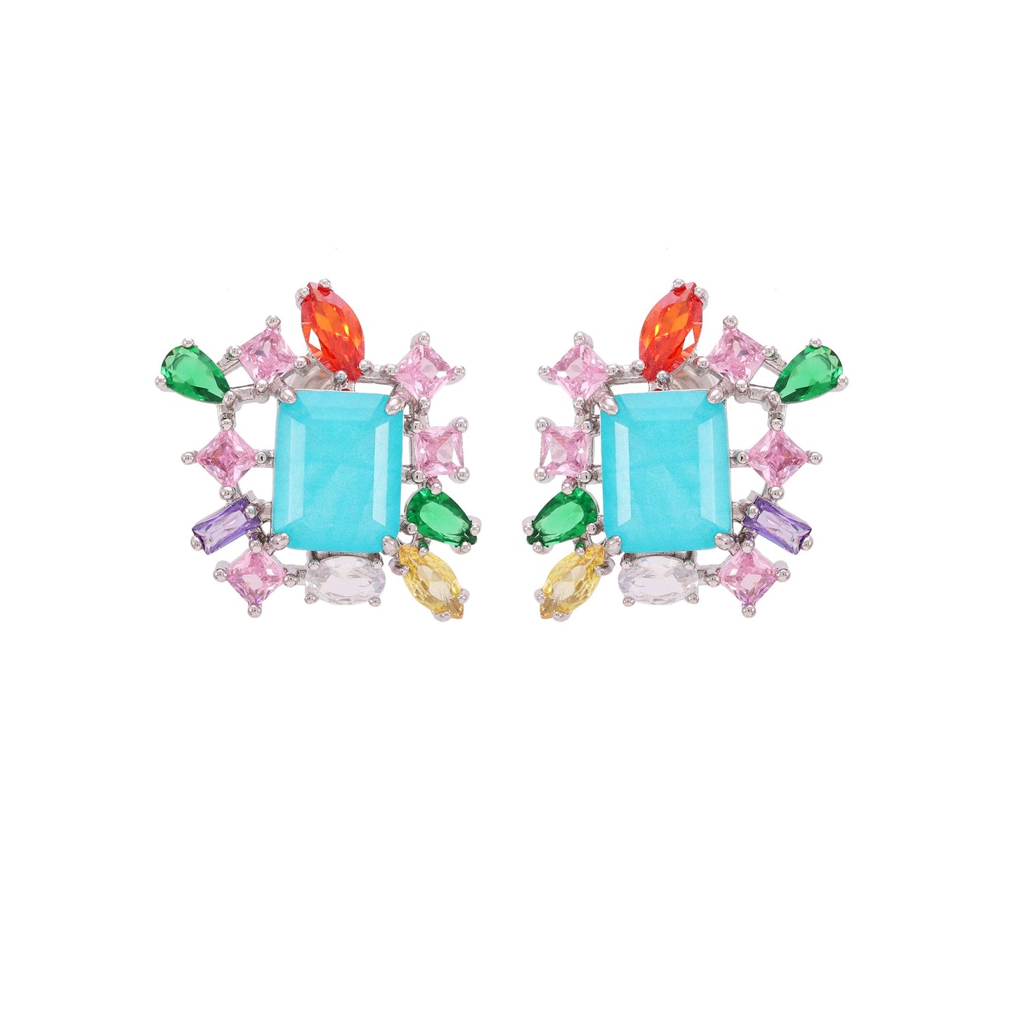 Brinco Fusion Quadrada com Carrês Navevetes e Gotas XYS101194