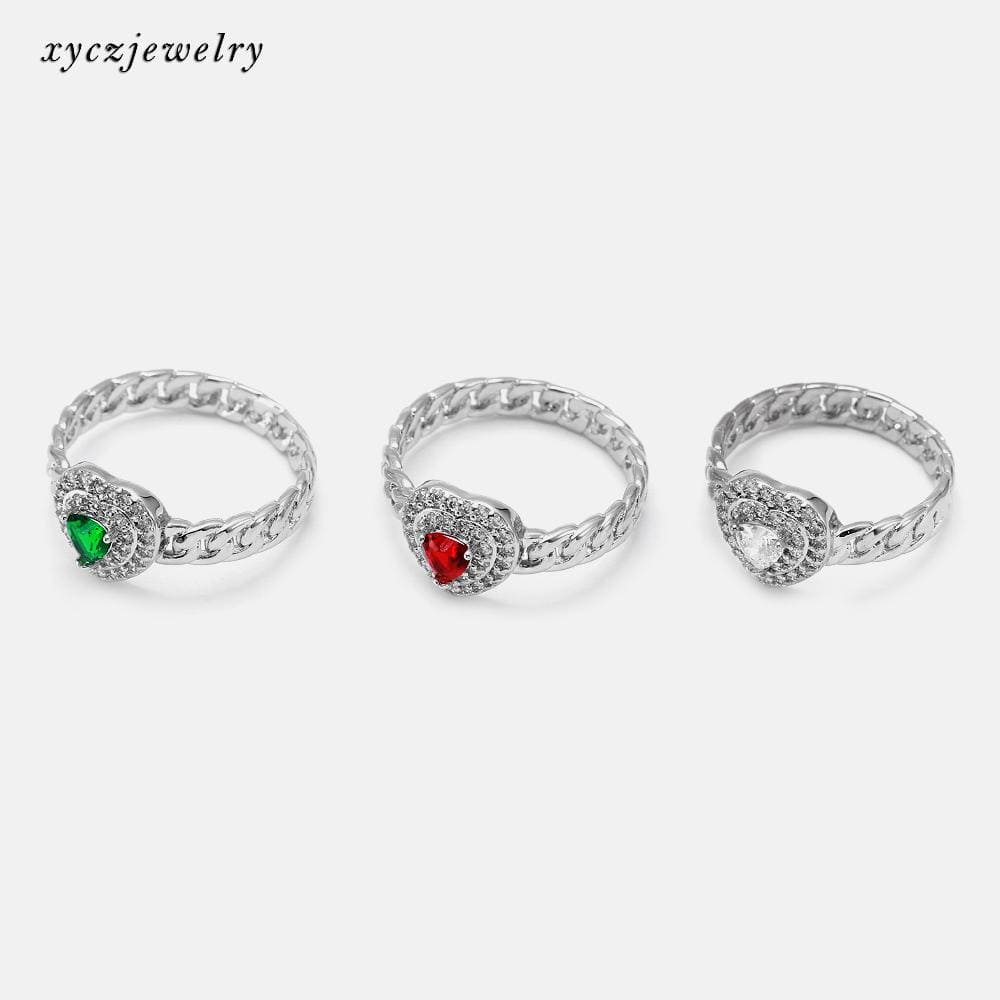 Anel de coração e aro de elo grumet no atacado