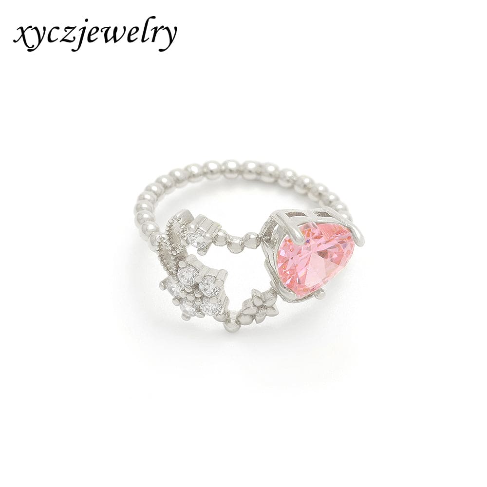 Anel aro de bolinhas com coração e estrela no atacado