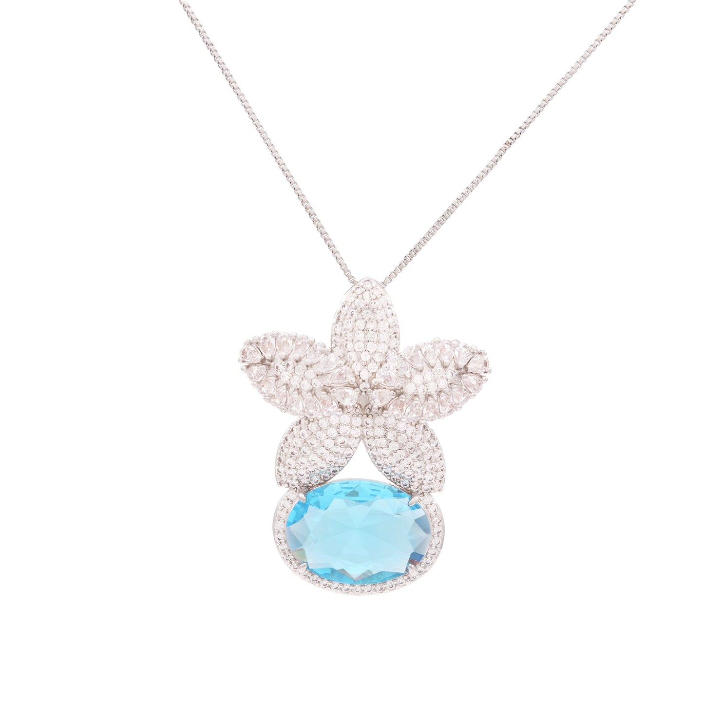 Colar Flor Frontal e Pedra XYS101178