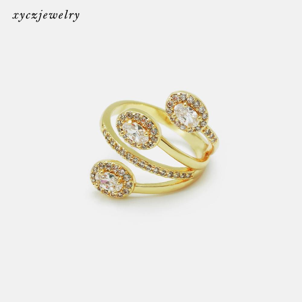 Anel três pontas com zircônias no atacado