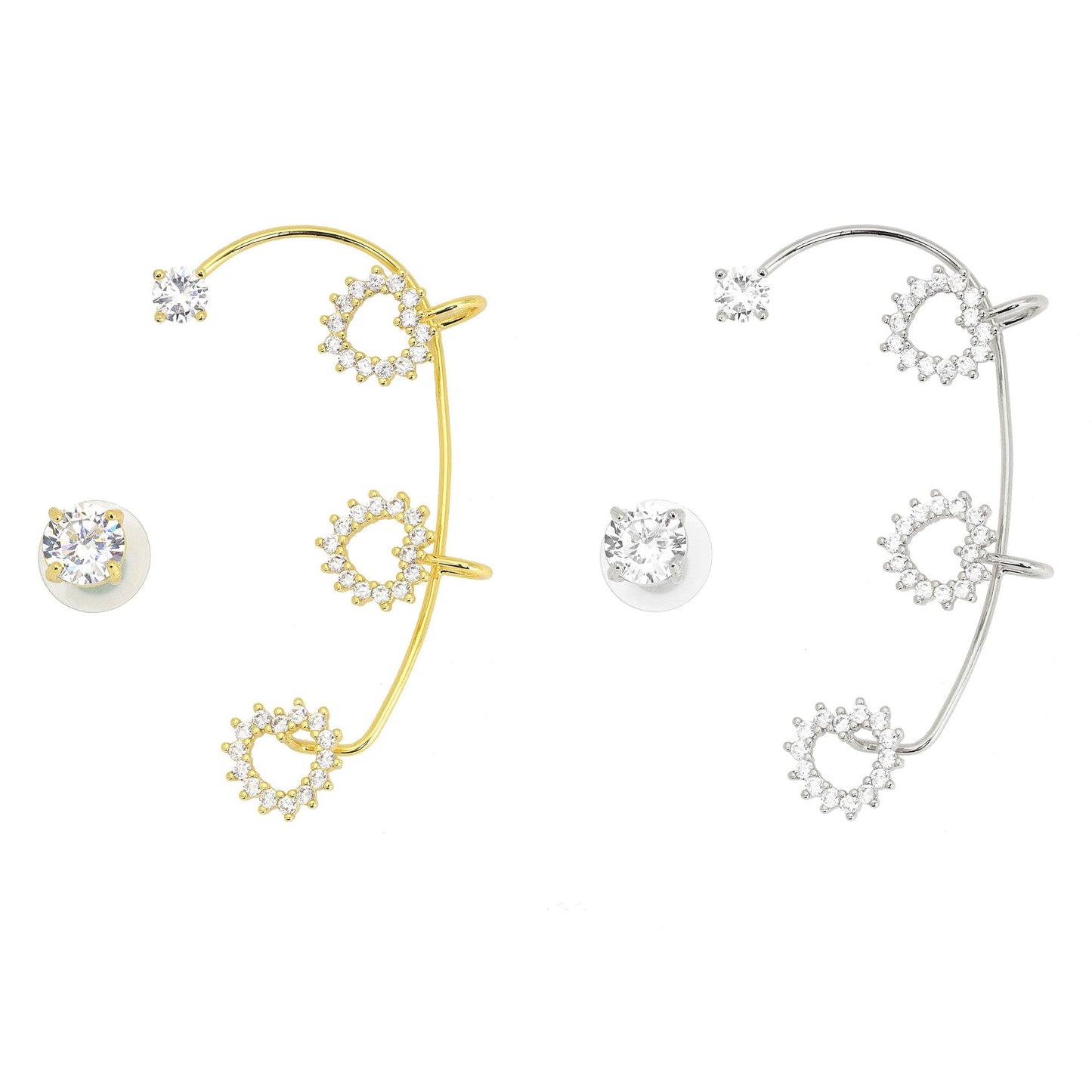 Ear Cuff Coração e Ponto de Luz XYE104587