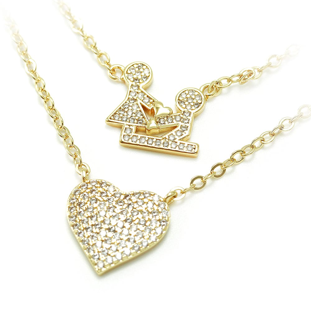 Colar Duplo Ternura Coração XYN100977