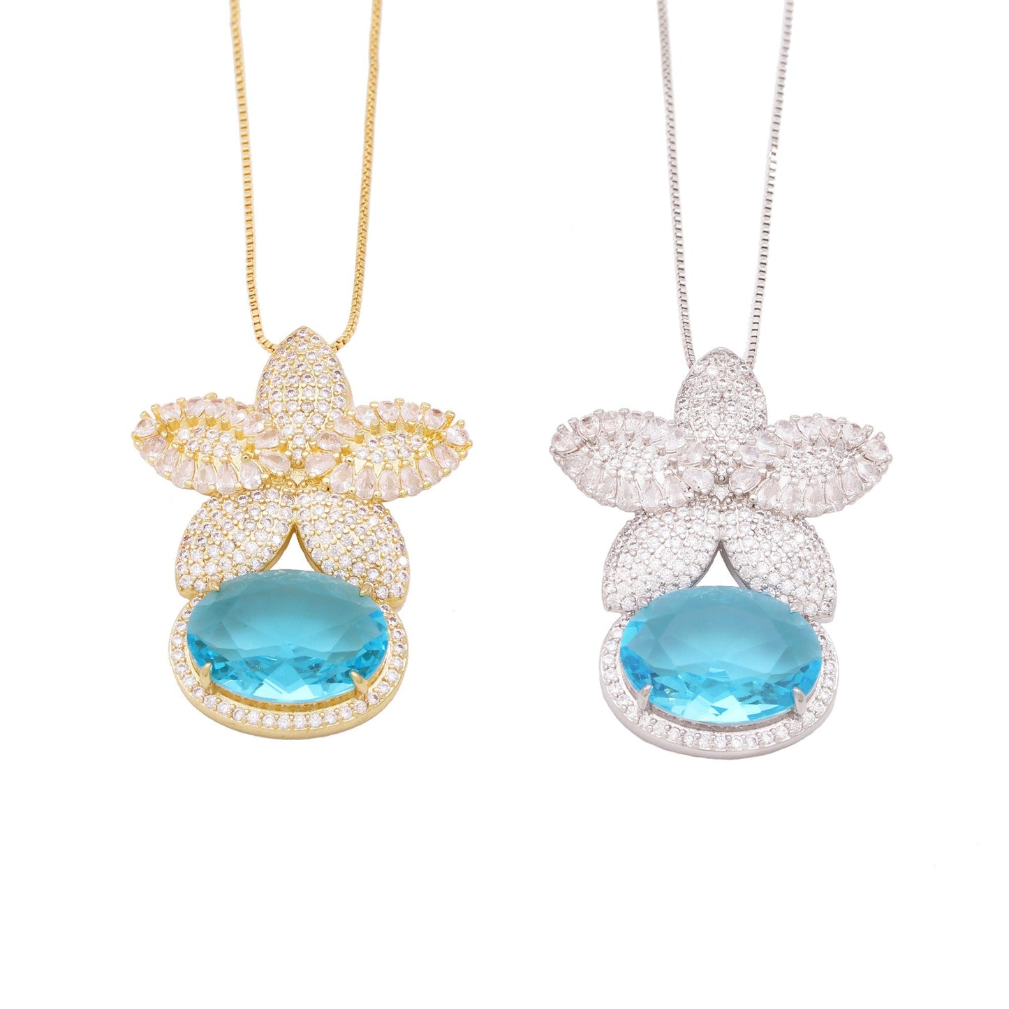 Colar Flor Frontal e Pedra XYS101178