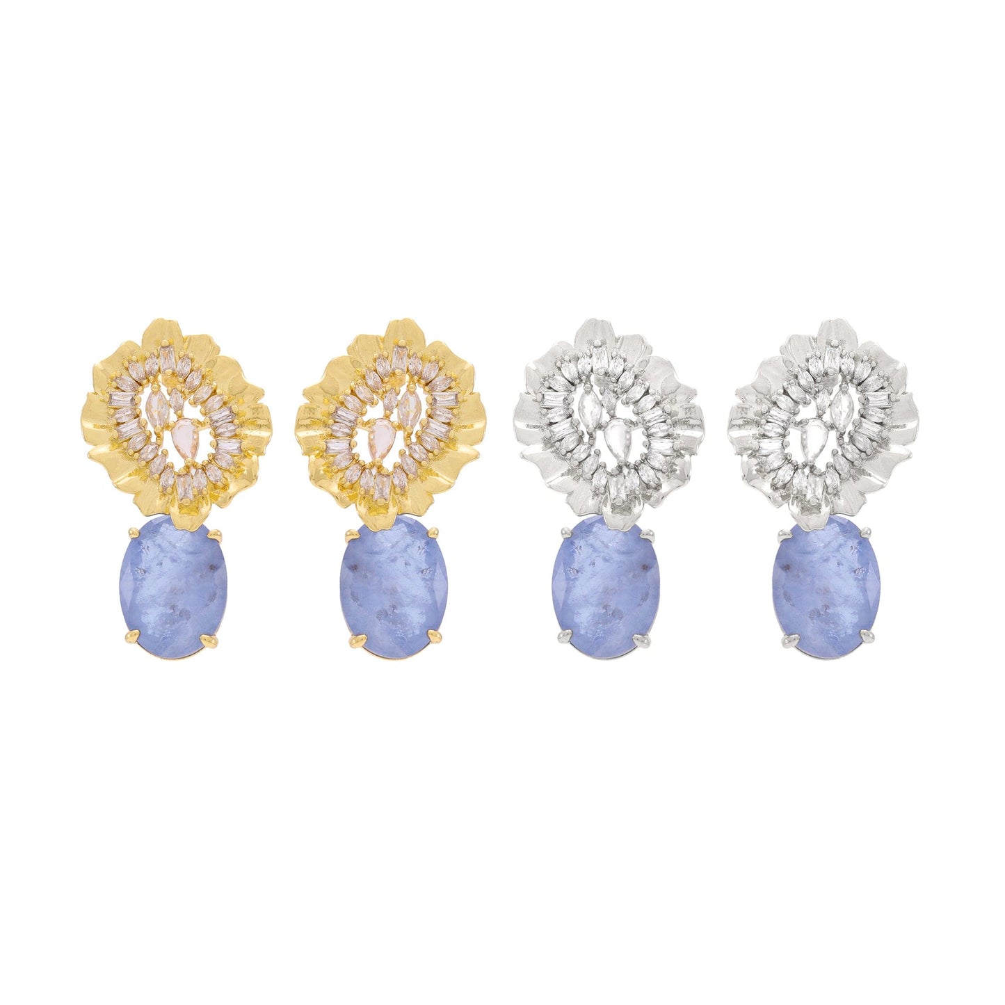 Brinco Fusion Oval com Carrê e Gotas XYE104613