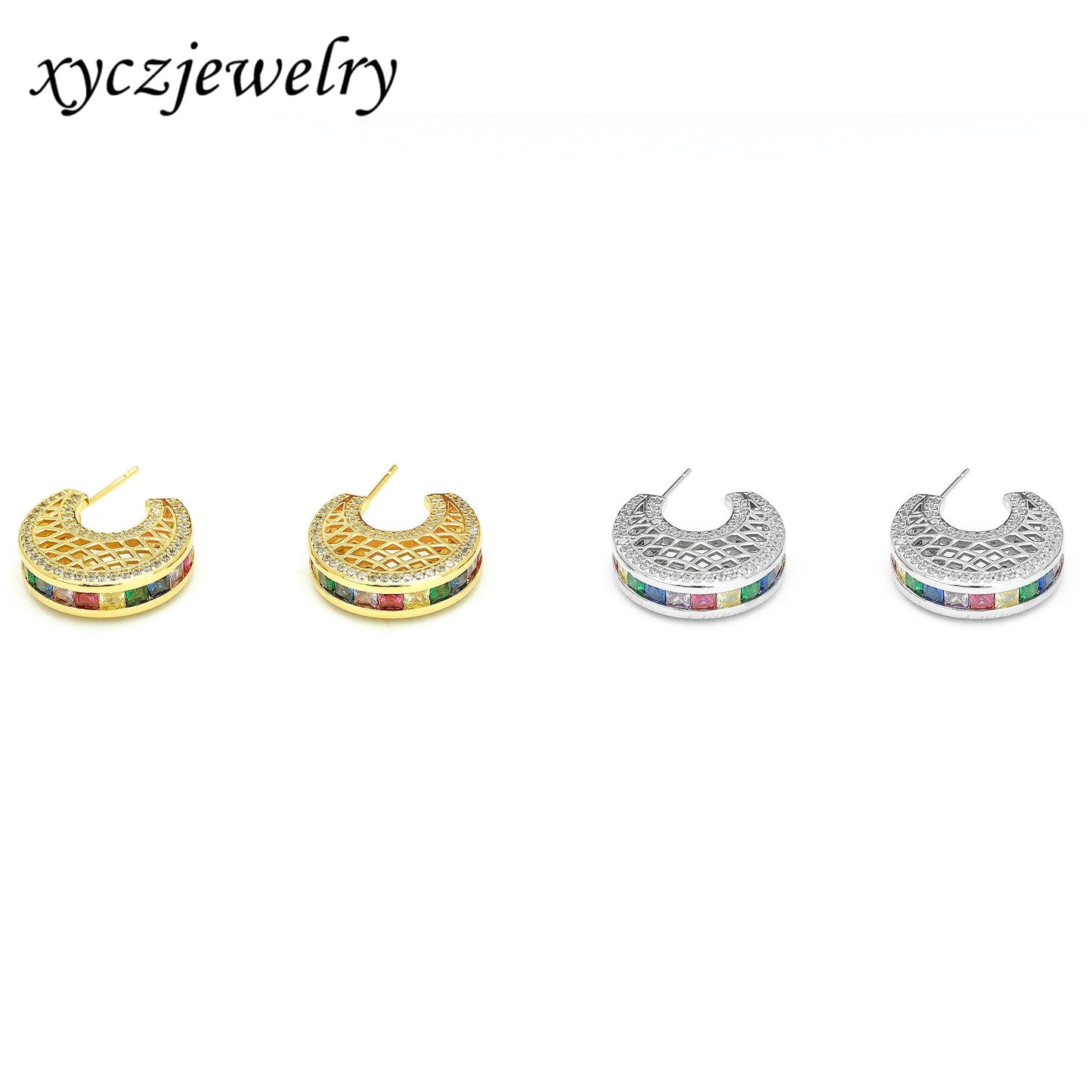 Meia Argola Carrês Esplêndida XYE104437 earring