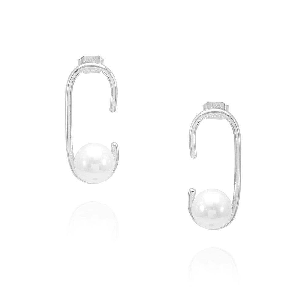 Brinco elipse aberta com pérola XYE104173