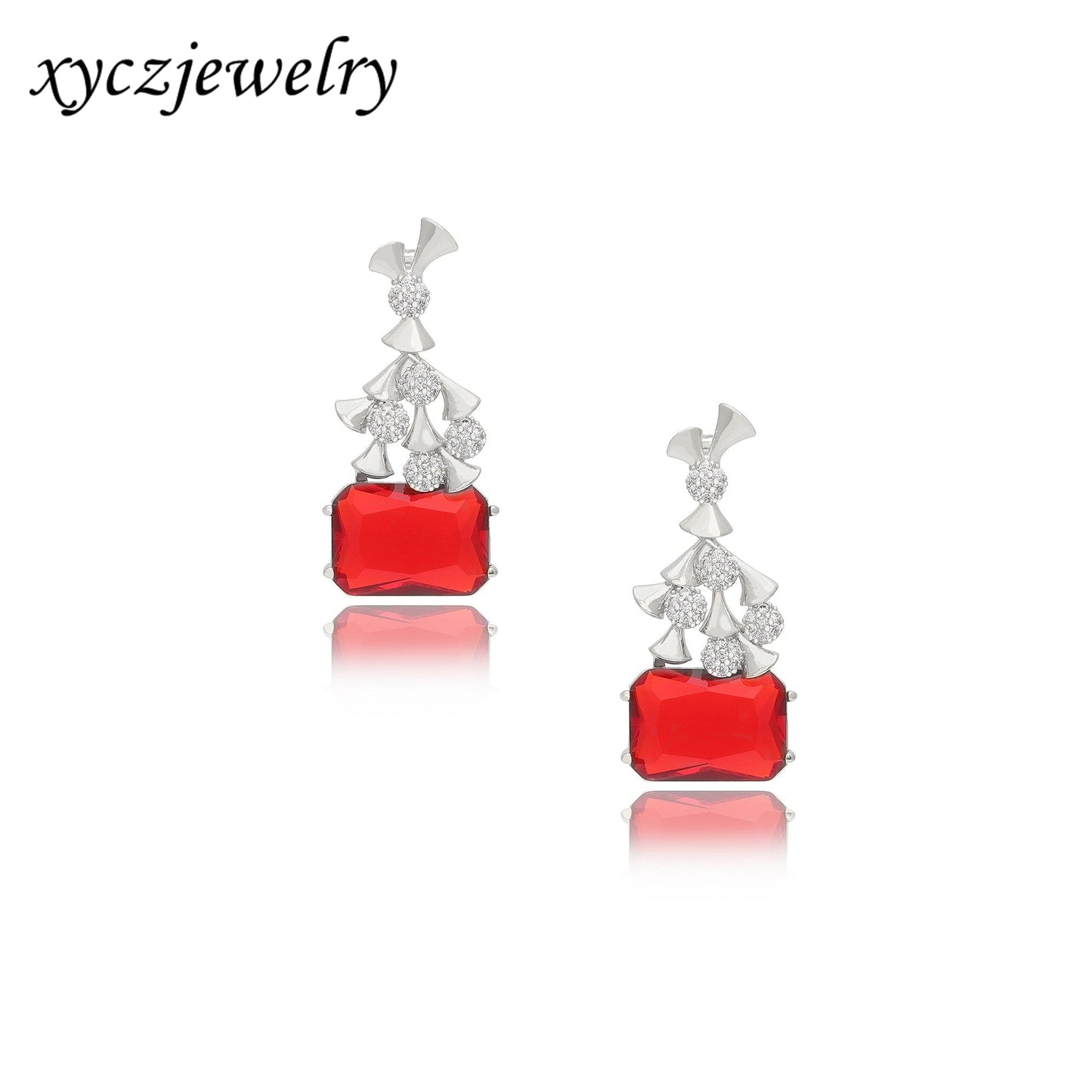 Brinco Retangular Flores XYE104402