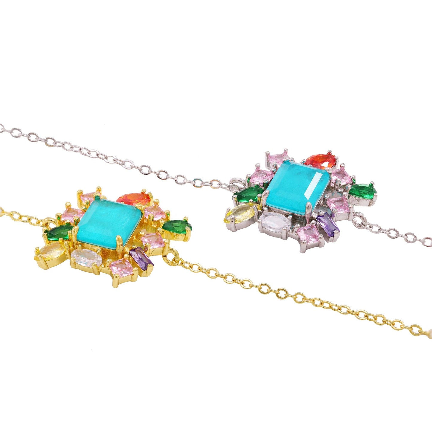 Pulseira Fusion Quadrada com Carrês Navevetes e Gotas XYS101194