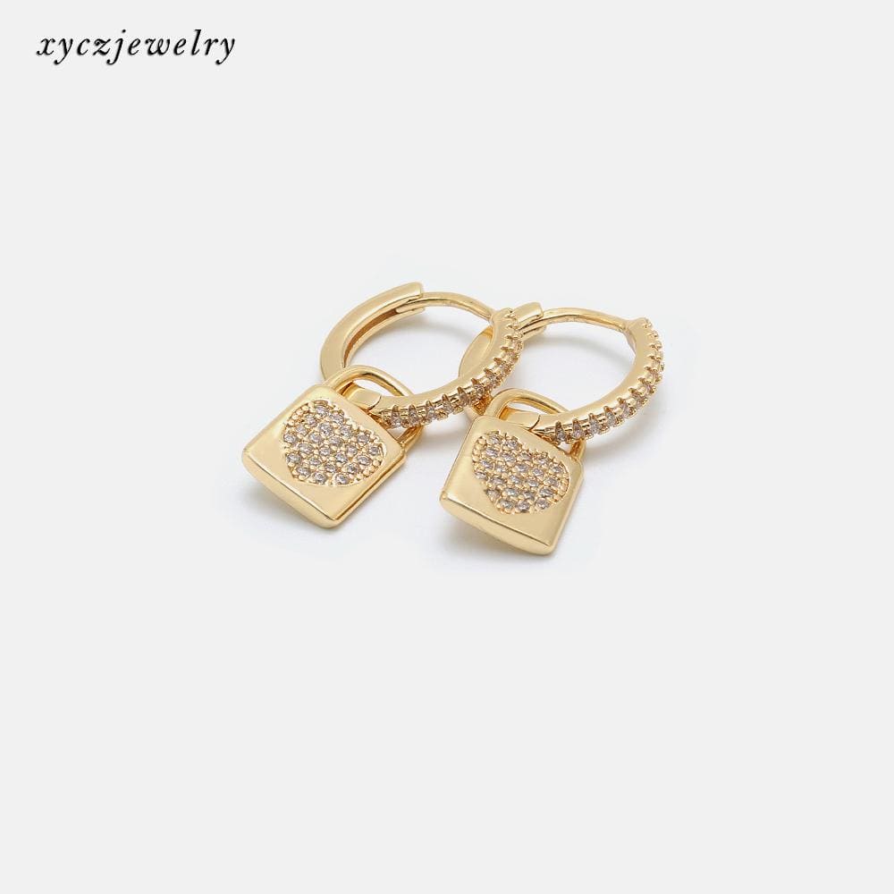 Brinco Argolinha Cadeado/Coração XYE103097