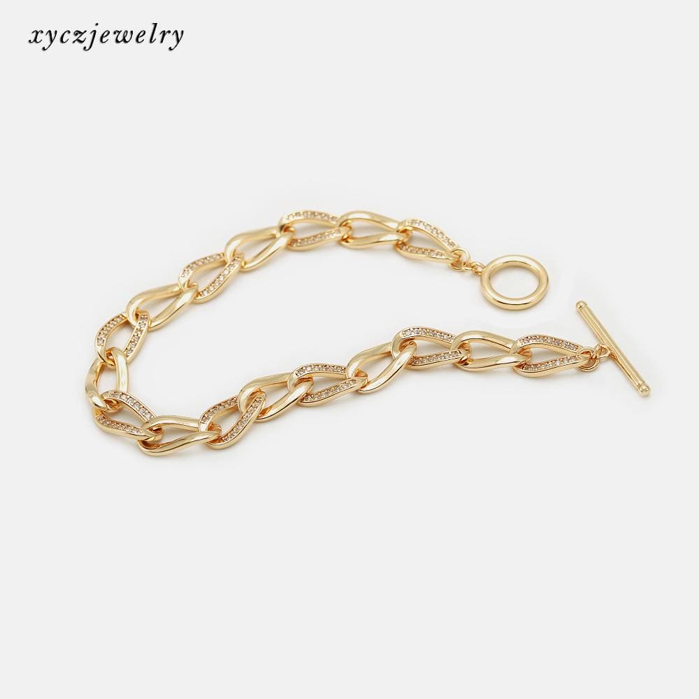DESC - Pulseira elos cravejados com zircônia XYH100433 手链