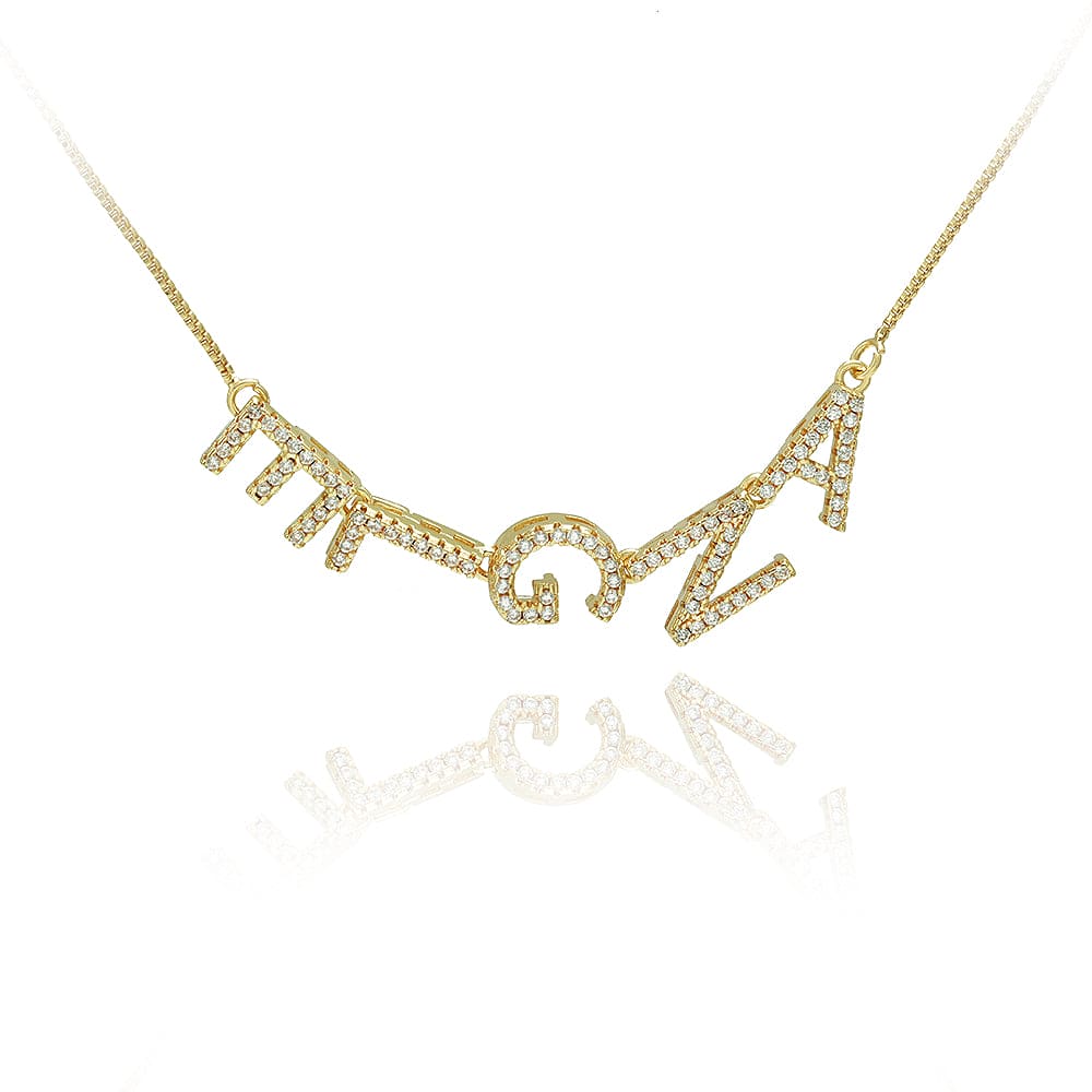 Colar letras DIY ANGLE cravejado XYN101003