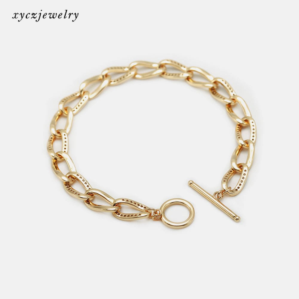 DESC - Pulseira elos cravejados com zircônia XYH100433 手链