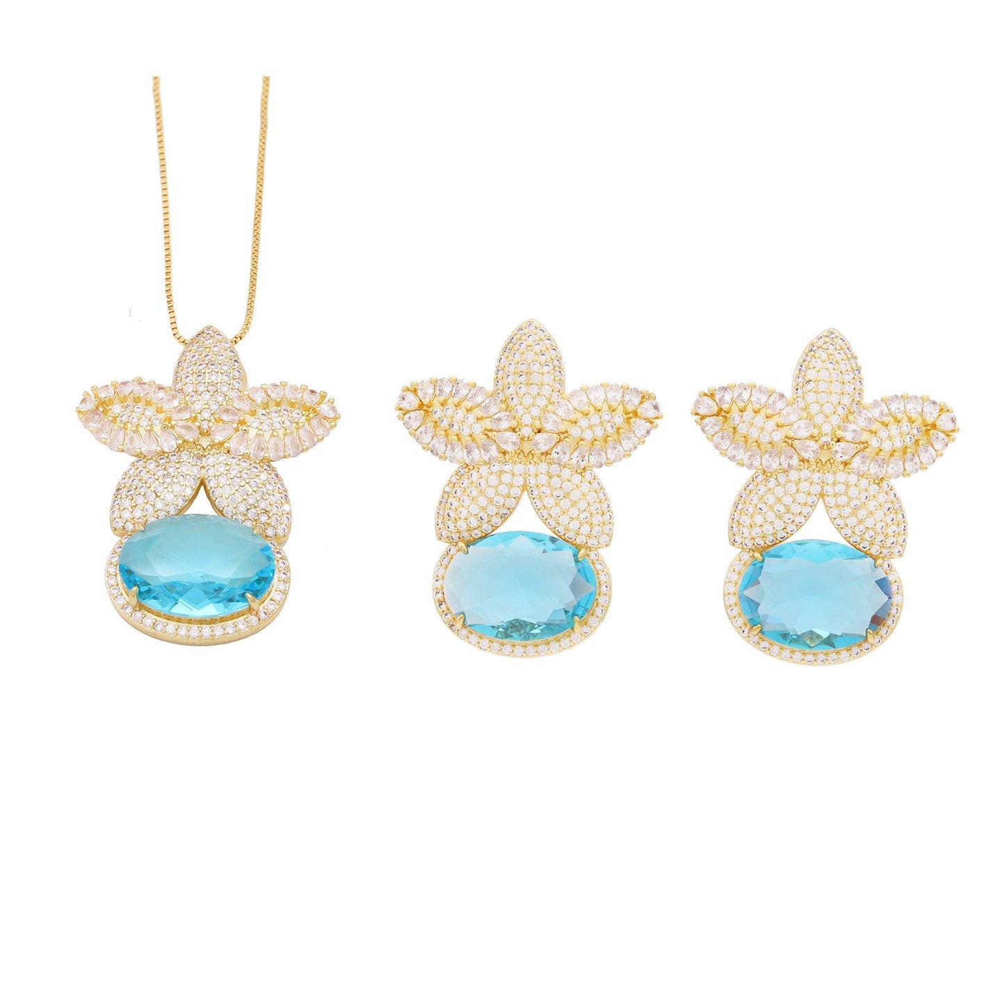 Brinco Flor Frontal e Pedra XYS101178