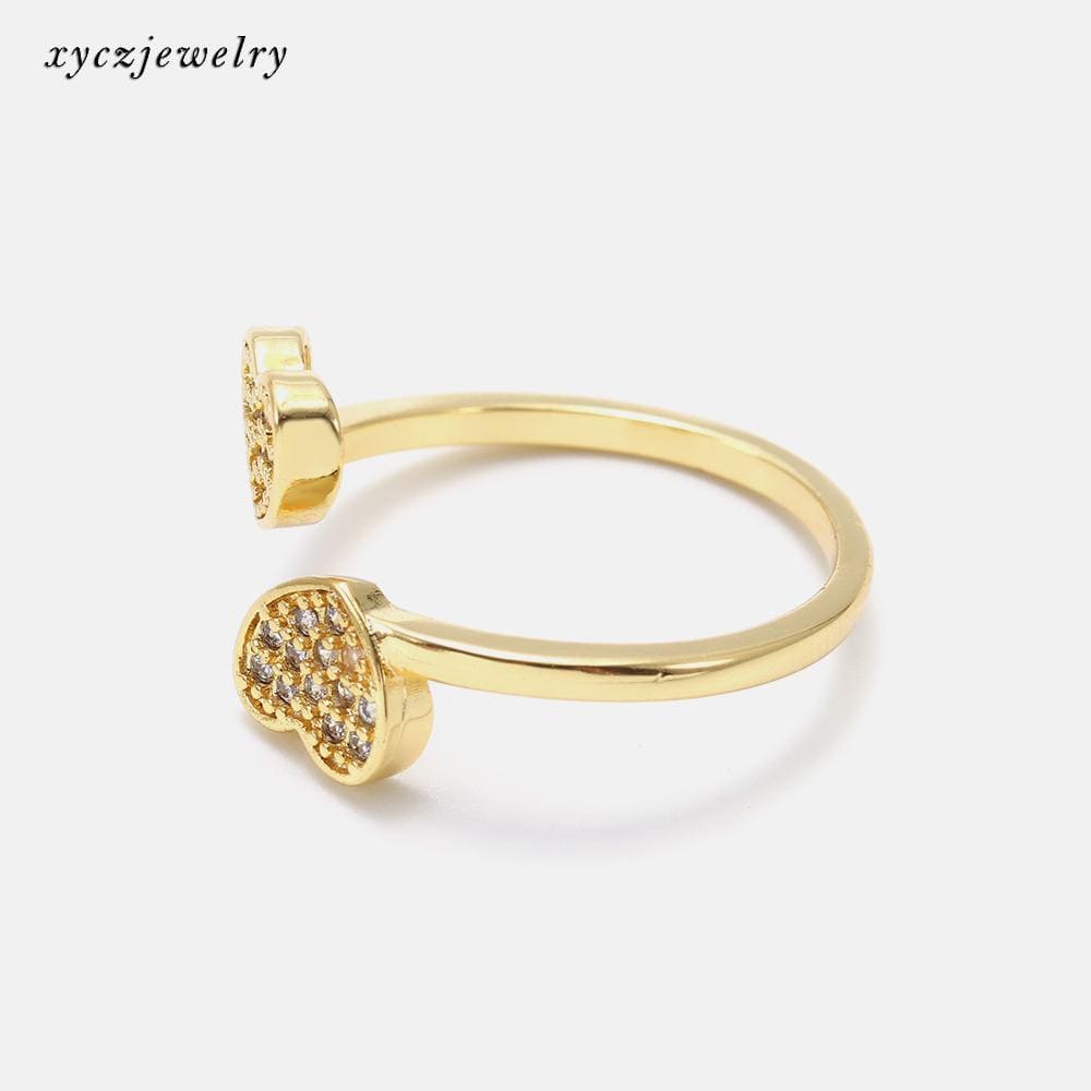 Anel aberto com pontas de coração no atacado