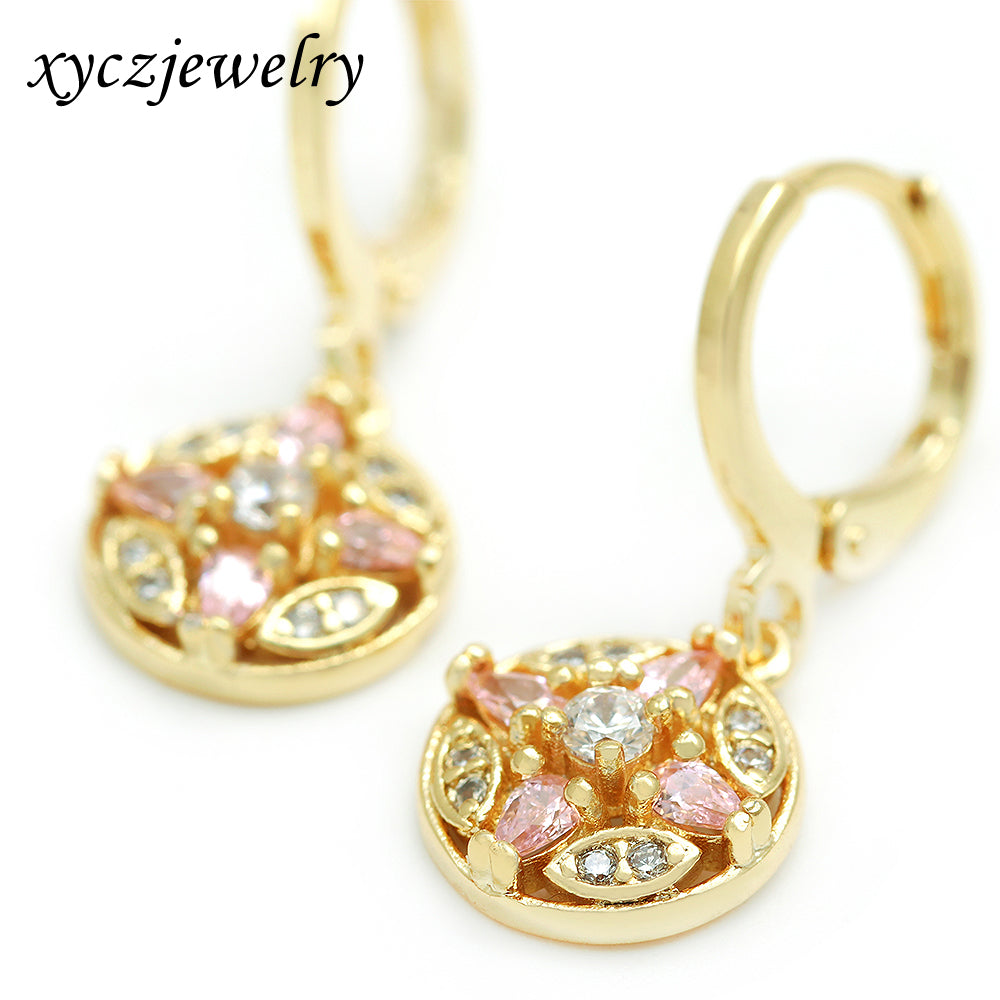 Argola lisa com pingente de flor no atacado - XYE104270