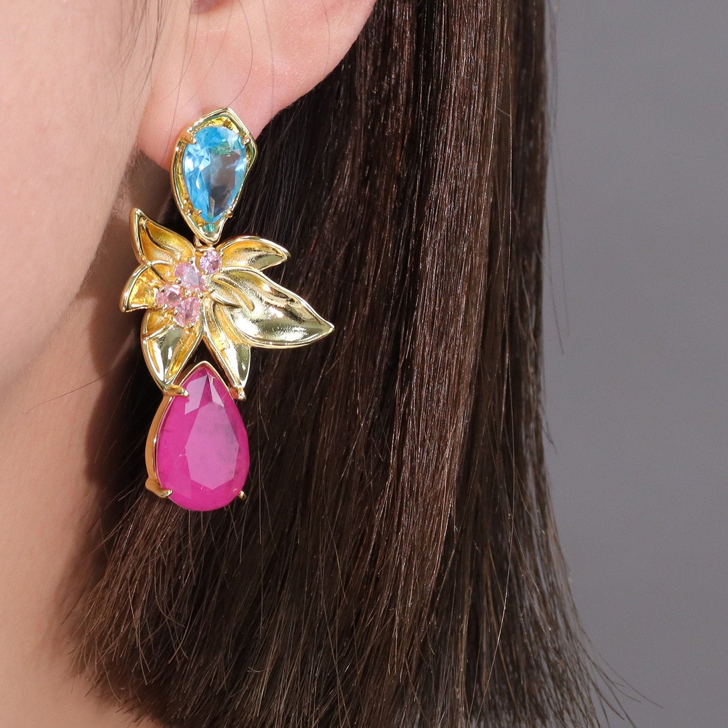 Brinco Flor e Gotas Luxo XYE104610