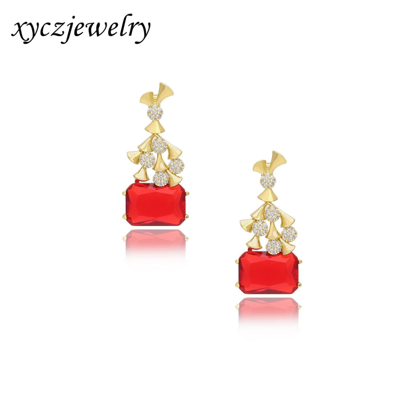 Brinco Retangular Flores XYE104402