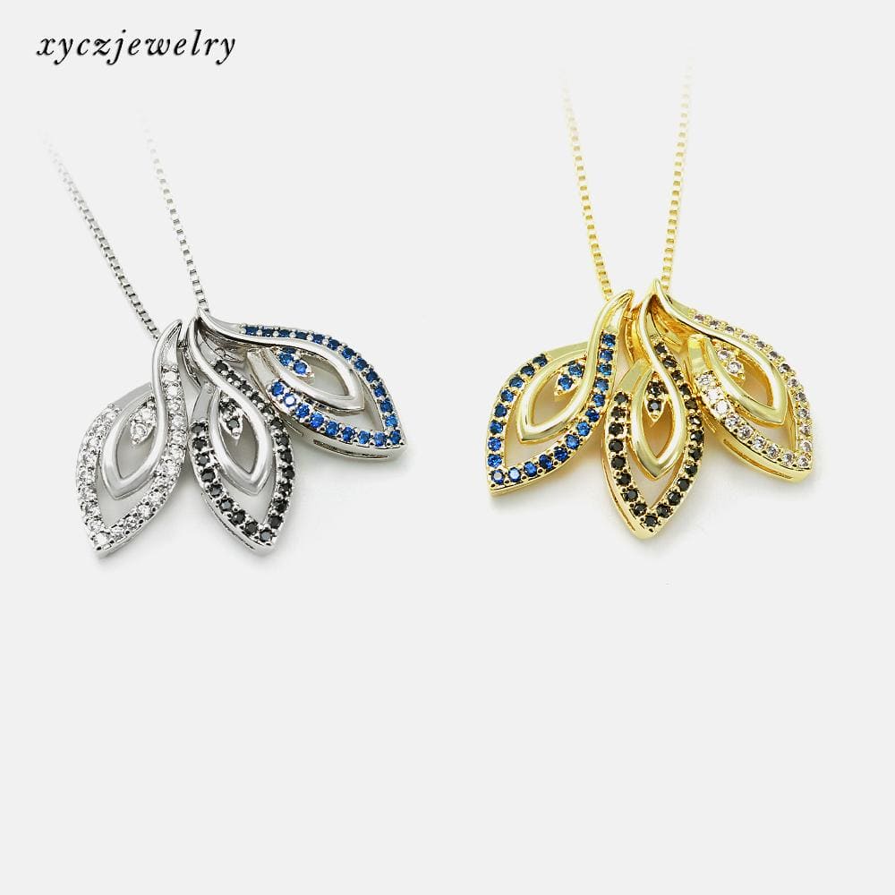 DESC-Colar pingente de folha XYS100561 吊坠+链条